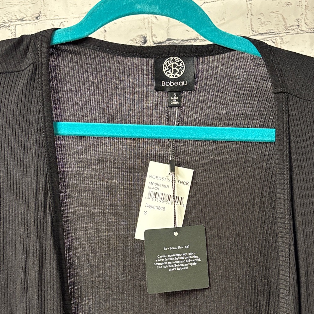bobeau Black Ribbed Open Cardigan - Picture 2 of 3